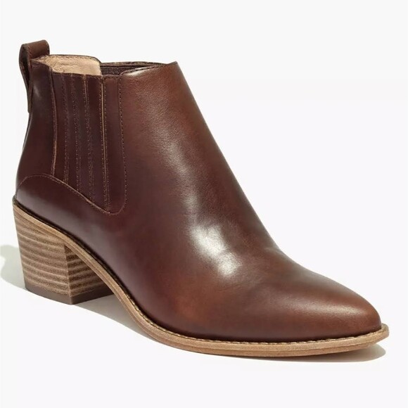 Madewell Bonham Boot Chelsea Western Ankle Bootie Cherry Wood Brown Leather Sz 8 - Picture 1 of 12